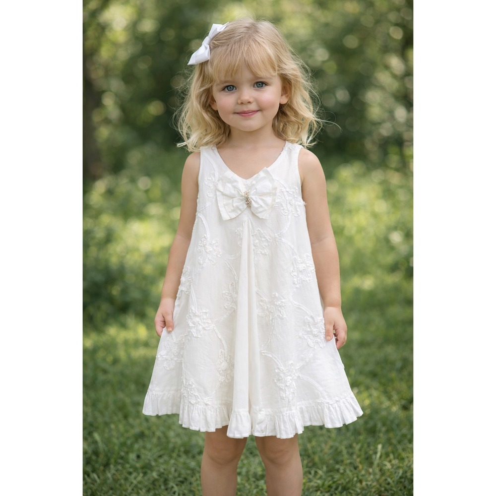 Klara Klamotti White Cotton A-Line Toddler Girls Dress Size 2Y 2T Germany Easter